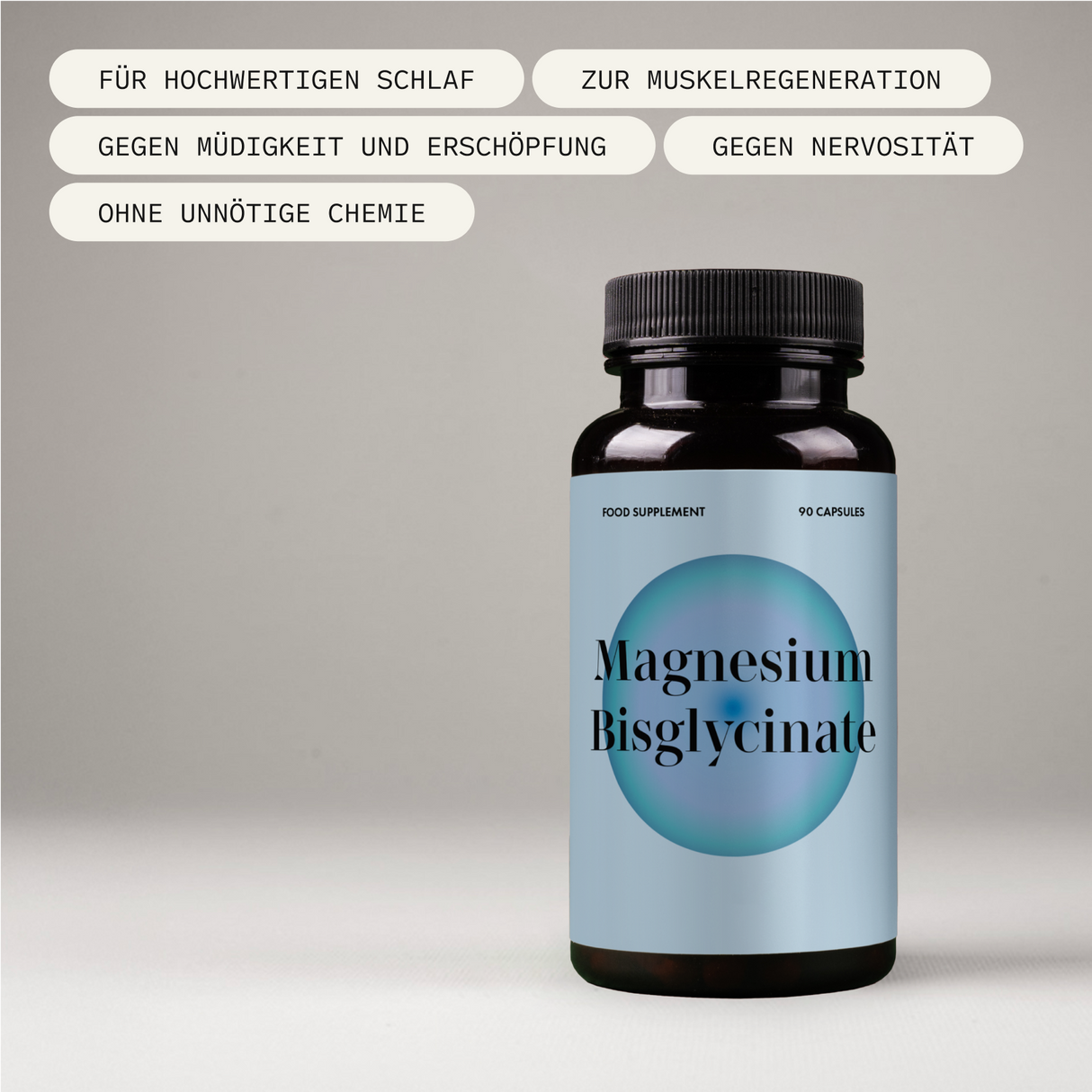 Magnesiumbisglycinat Premium: Chelatiertes Magnesium – 90 Kapseln, vegan, hochdosiert