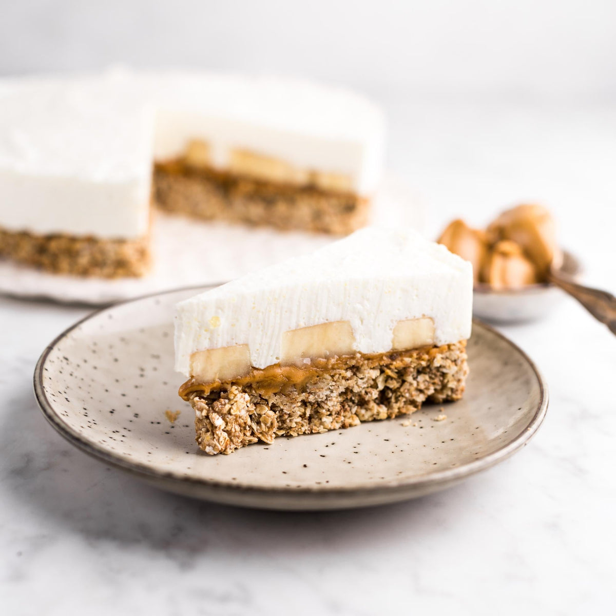 Bananenkuchen mit Quark und Erdnussbutter
