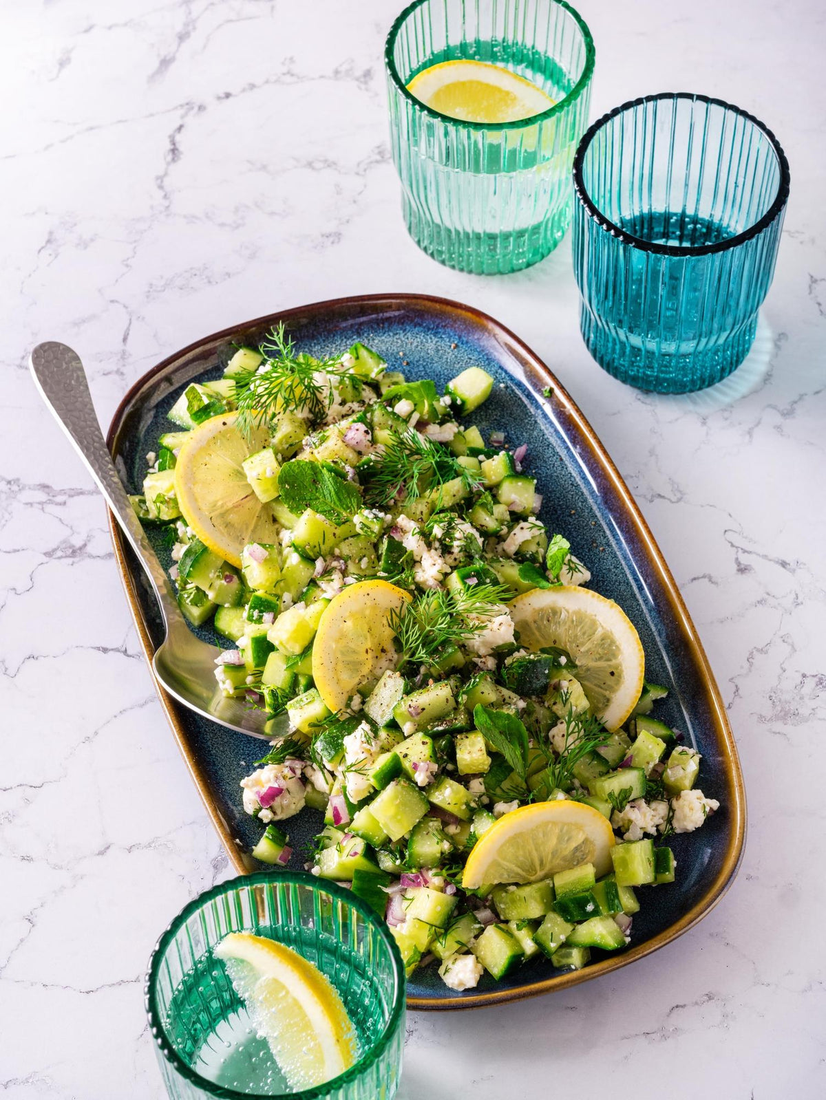 Ägyptischer Gurkensalat mit Balkankäse
