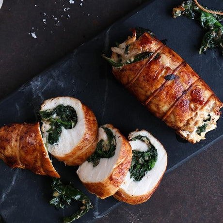 Hühnerrollen gefüllt mit Spinat und Parmesan