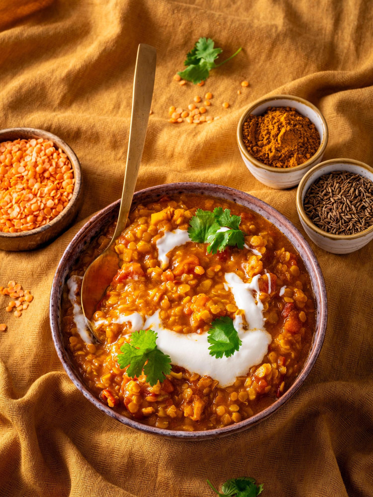Indisches cremiges Dhal aus roten Linsen