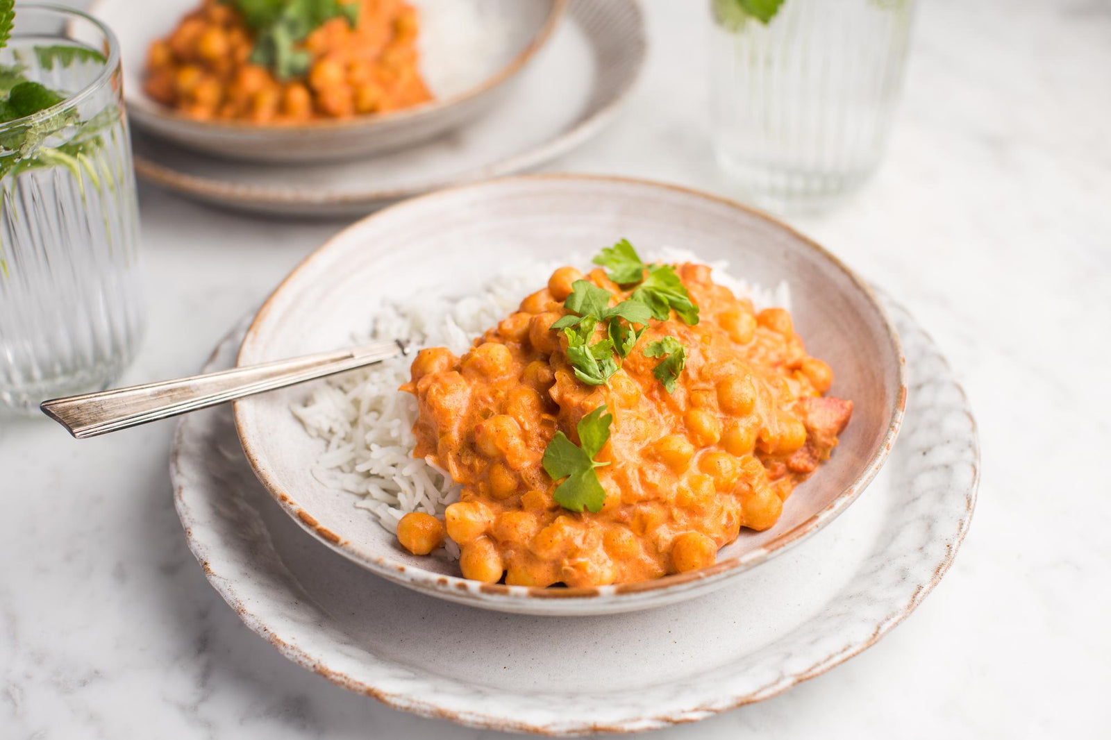 Kichererbsensauce mit Reis