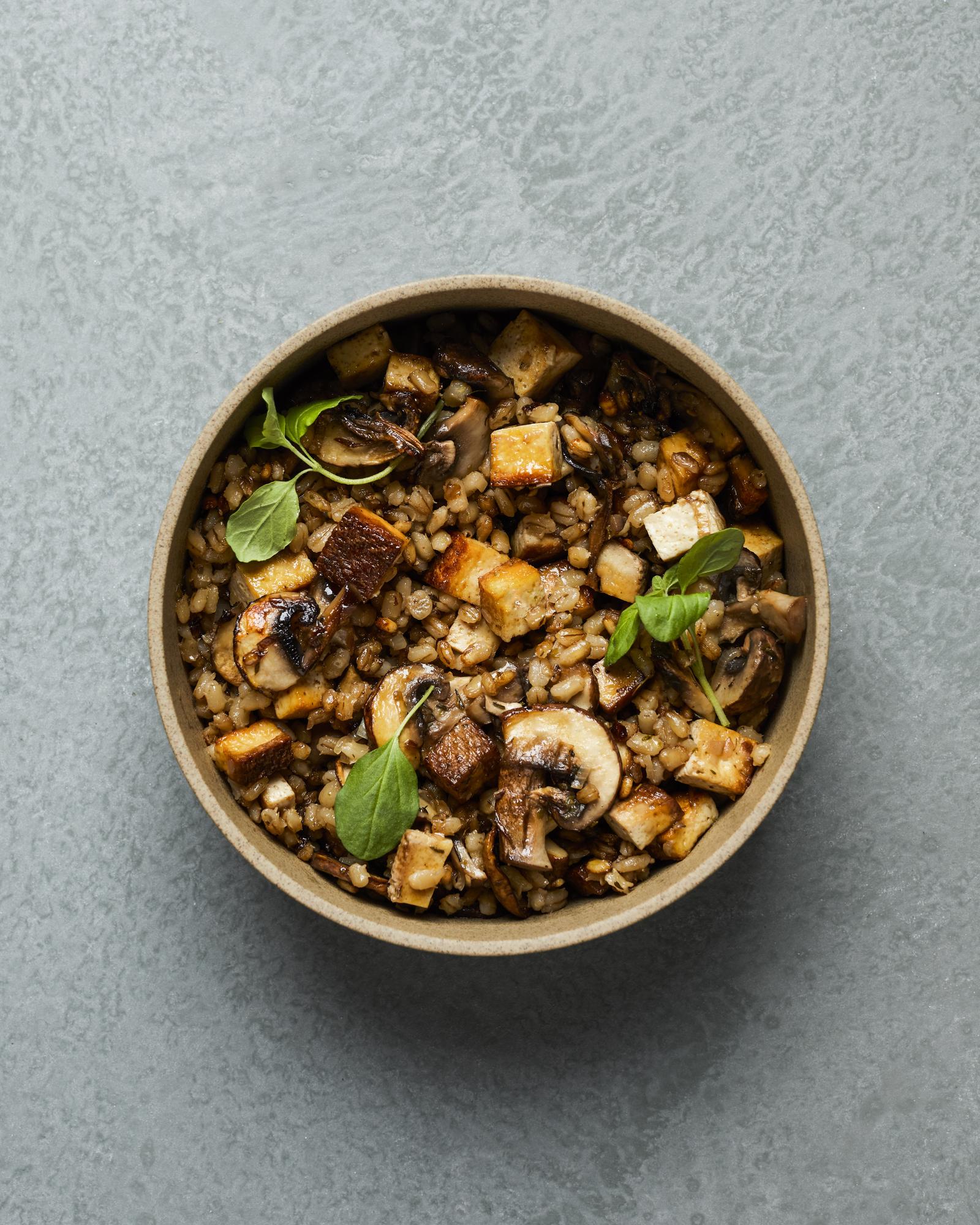 Graupen-Salat mit Champignons
