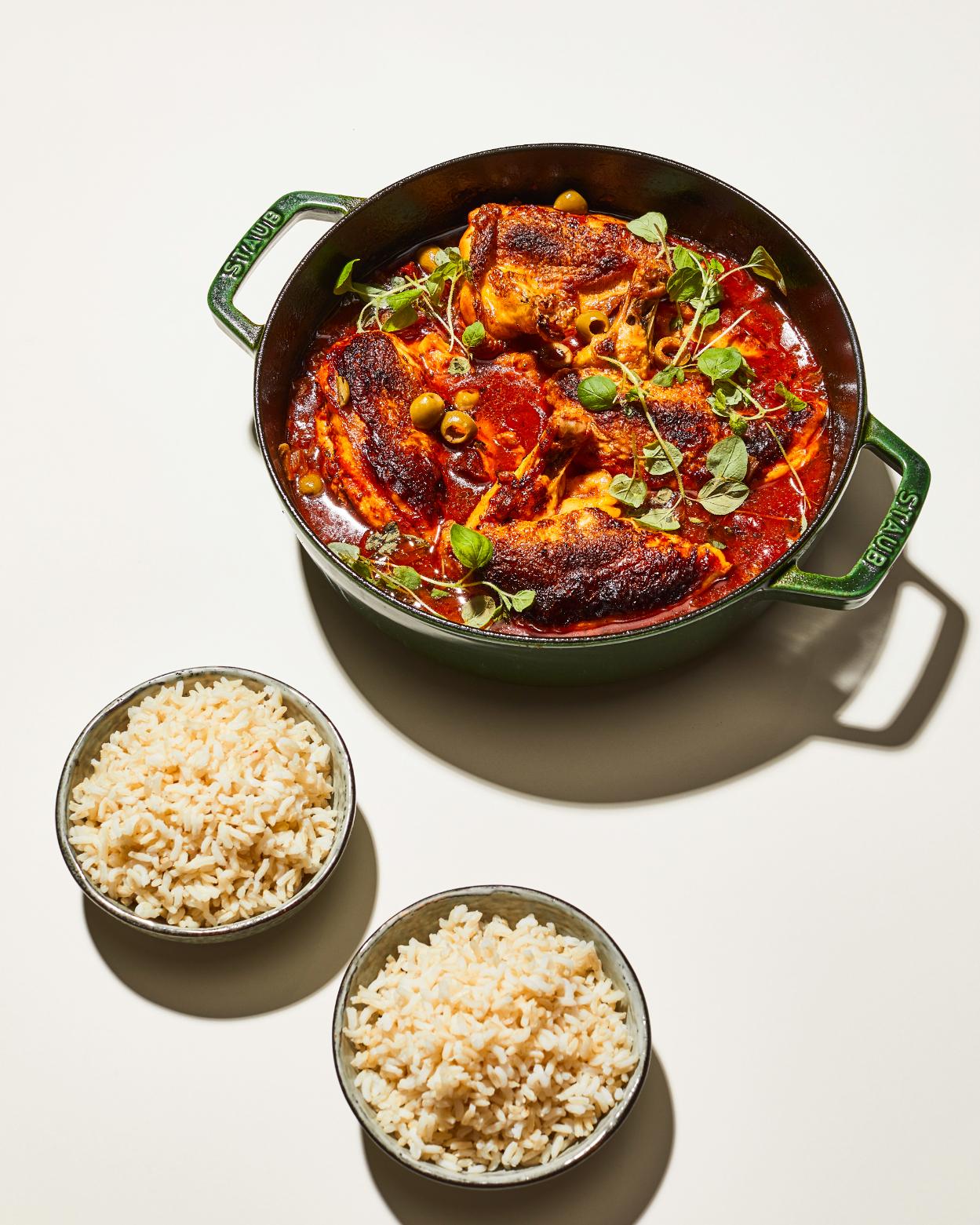 Marokkanisches Hähnchen mit Reis