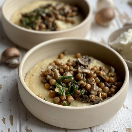 Polenta mit Pilzen und Kichererbsen