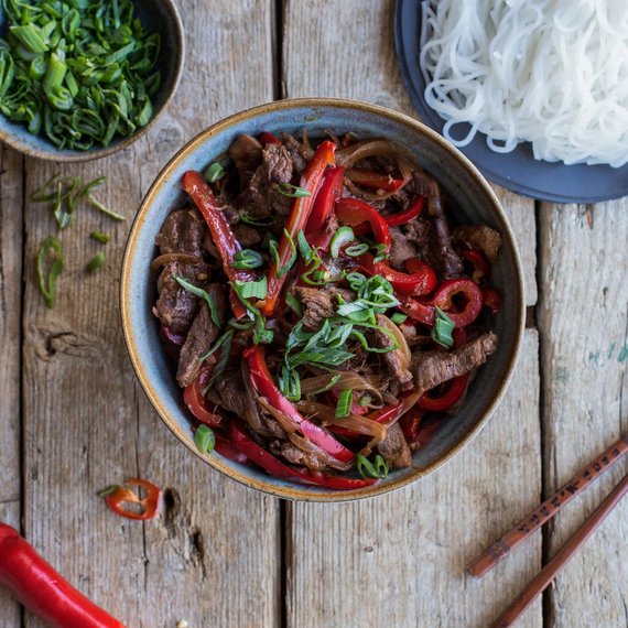 Reisnudeln mit Rindfleisch