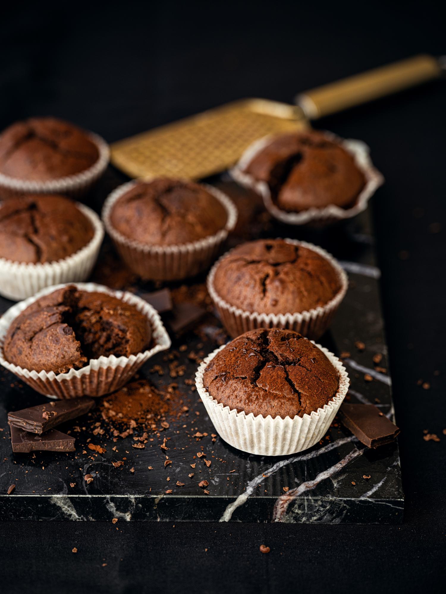 Schokoladen-Muffins aus Quarkteig