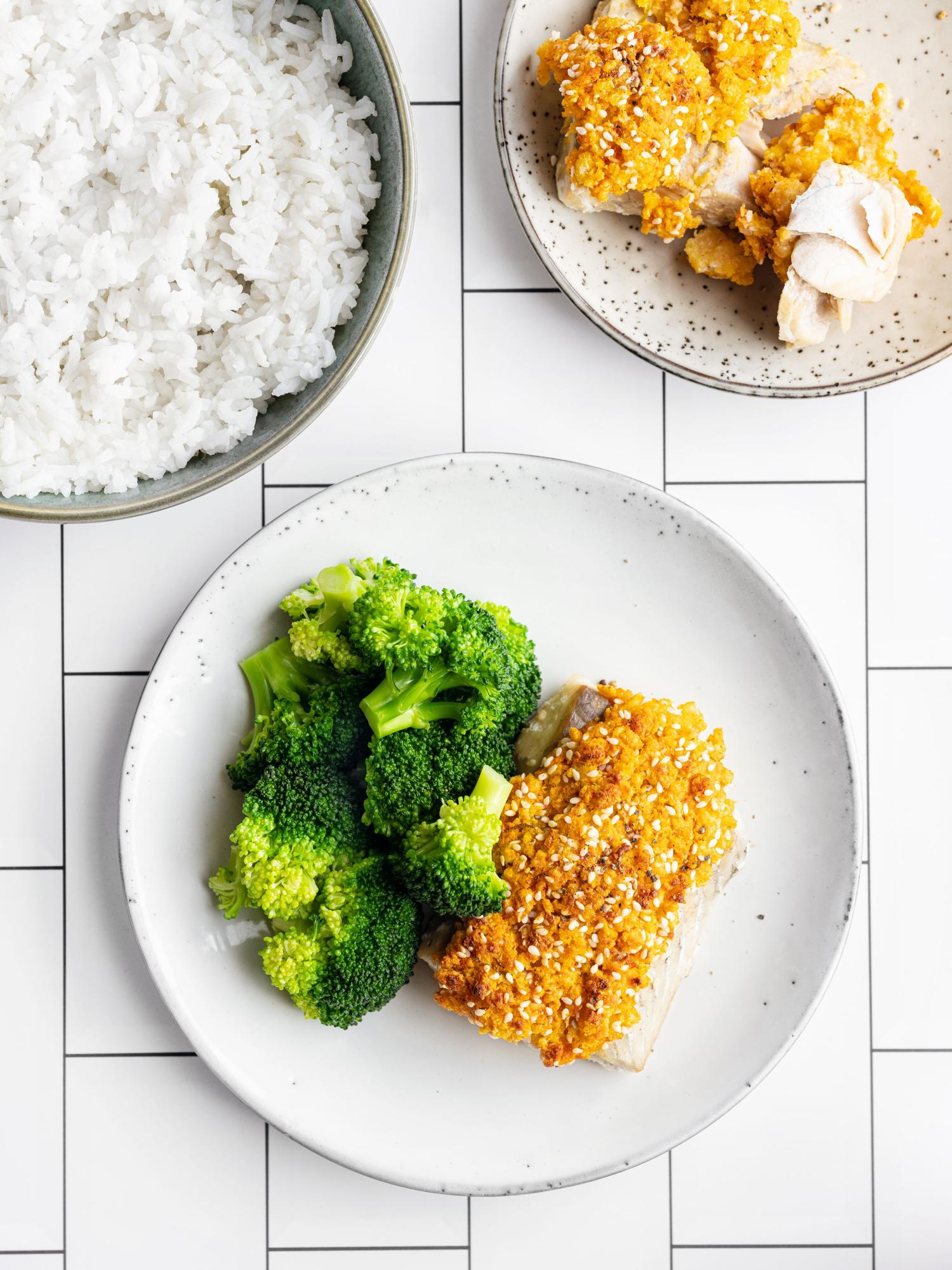 Kabeljau mit Parmesan-Sesam-Kruste