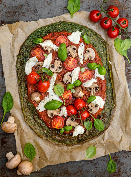 Pizza auf Spinatbasis